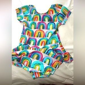 3/4T rainbow girls skirted leotard